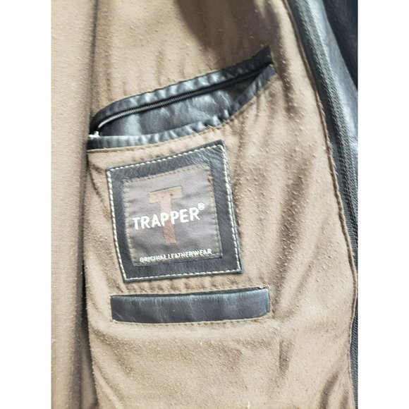 Brown Leather Jacket, Trapper, NEEDS ZIPPER, Men's size 54, Lined - Picture 5 of 12